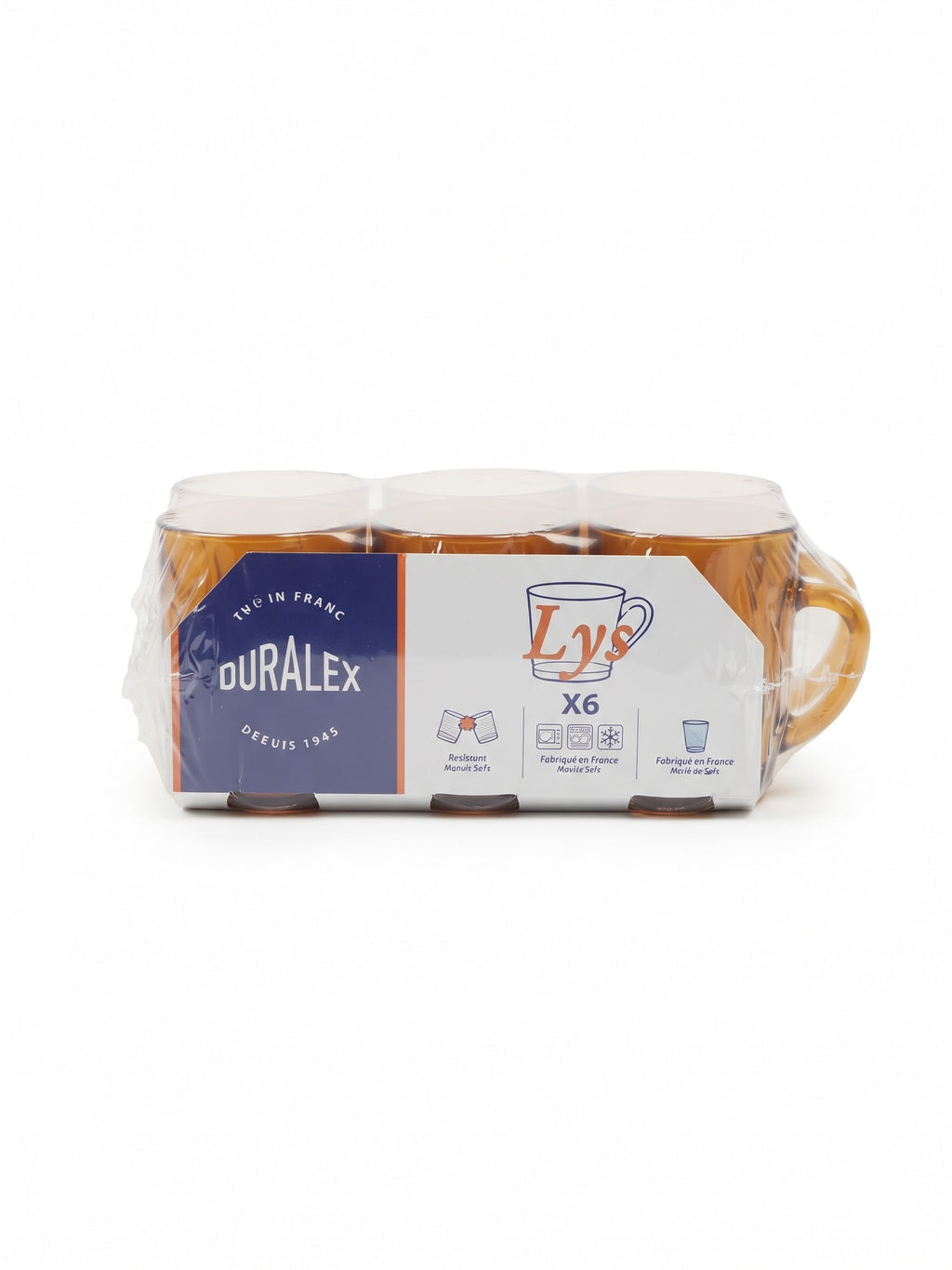 Lot de 6 tasses "Lys" Ambre 18 cl - Verre trempé Duralex
