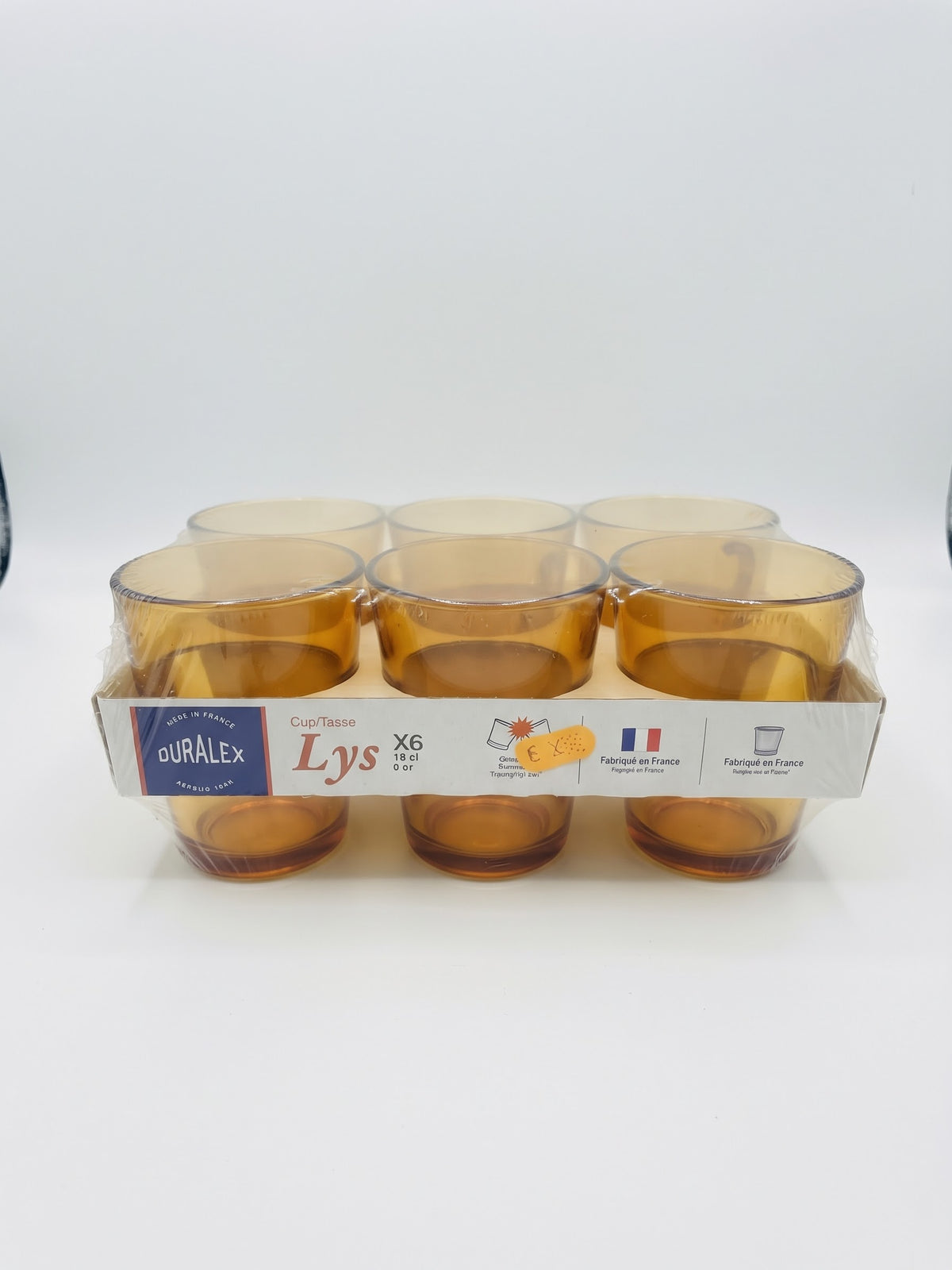 Lot de 6 tasses "Lys" Ambre 18 cl - Verre trempé Duralex