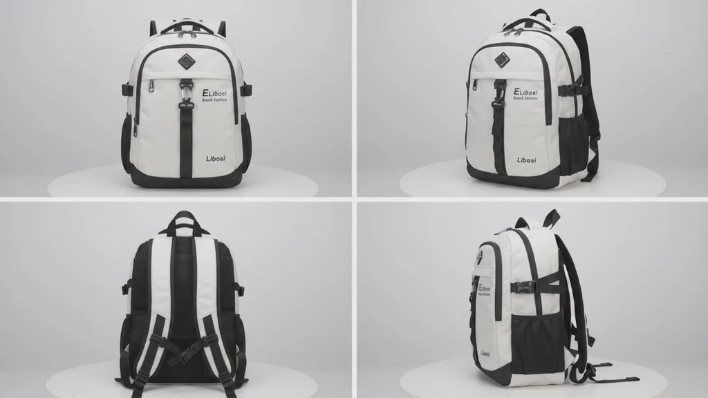 Sac à dos urbain multifonction Libosi - Noir et Blanc - Style casual